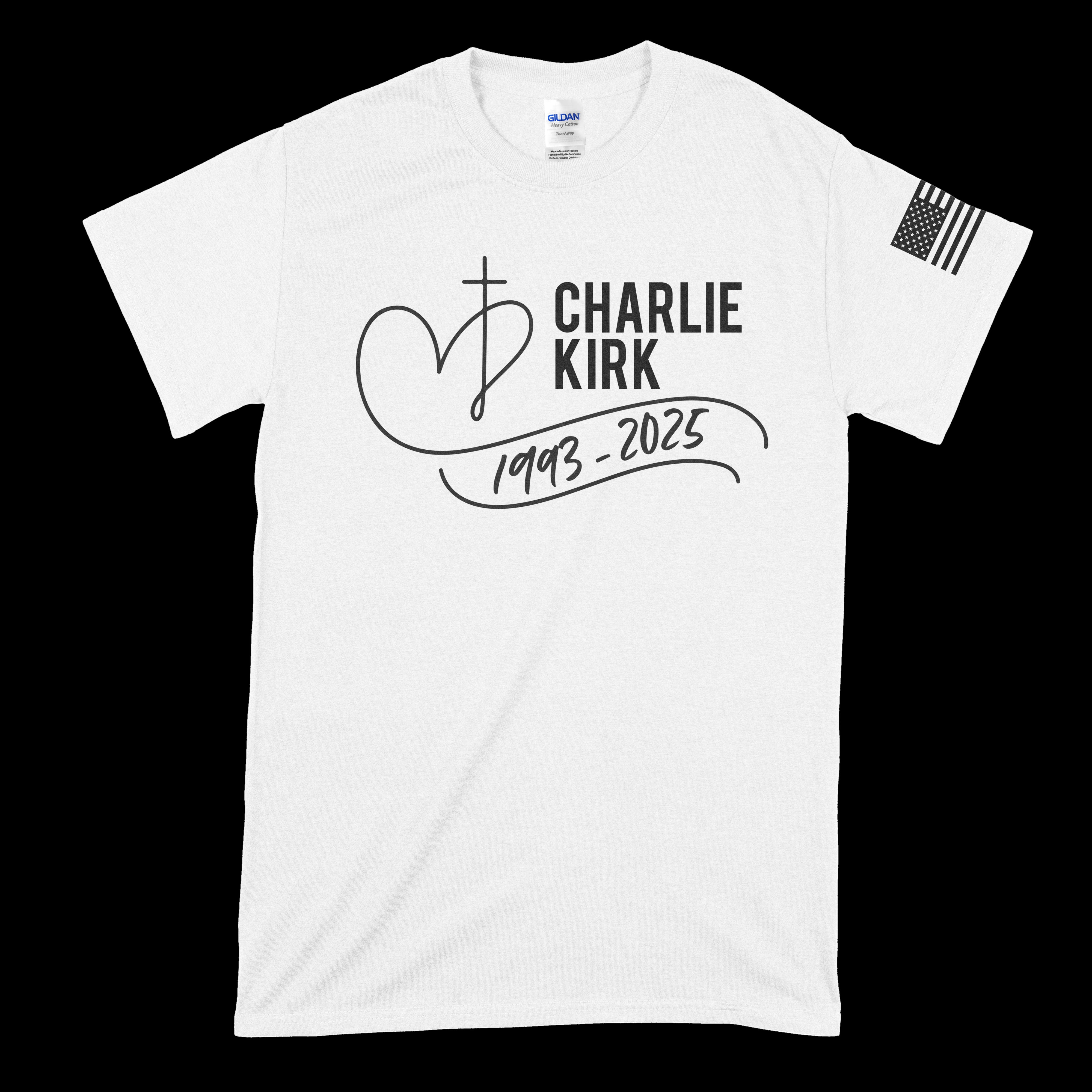 Charlie Kirk - Cross Heart Memorial T-Shirt