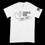 Charlie Kirk - Cross Heart Memorial T-Shirt