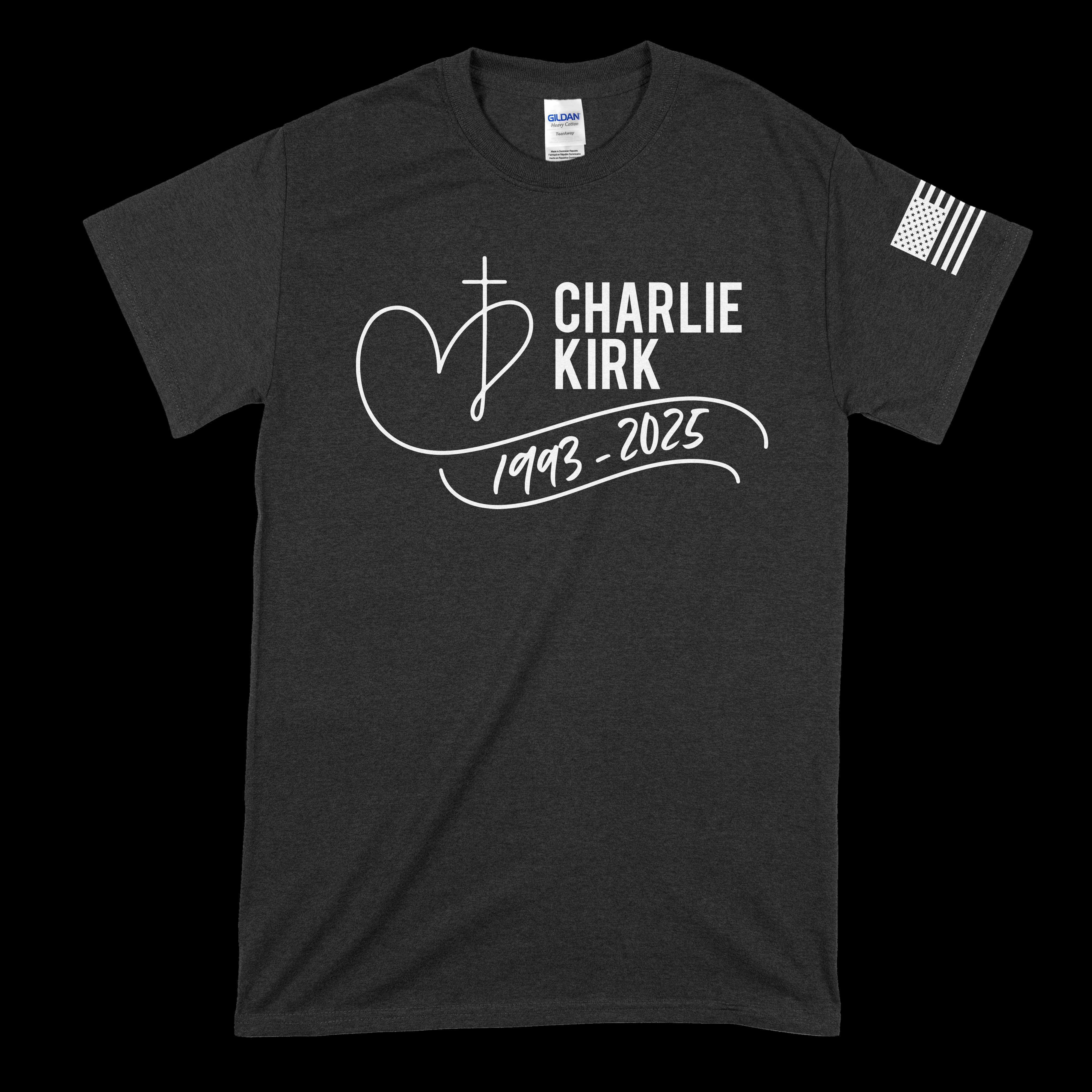 Charlie Kirk - Cross Heart Memorial T-Shirt