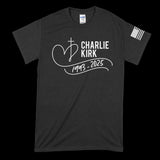 Charlie Kirk - Cross Heart Memorial T-Shirt